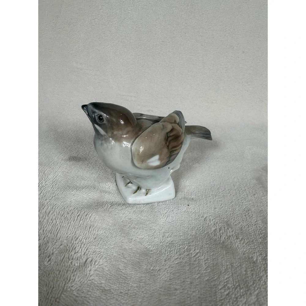Vintage Rörstrand Sweden Porcelain Sparrow Bird Figurine, W. Lindström, RARE